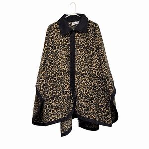 Le Moda Shawl Womens Cheetah Leopard Cover Boho Flowy Oversized Suede Trim Zip